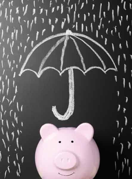 piggy bank with umbrella