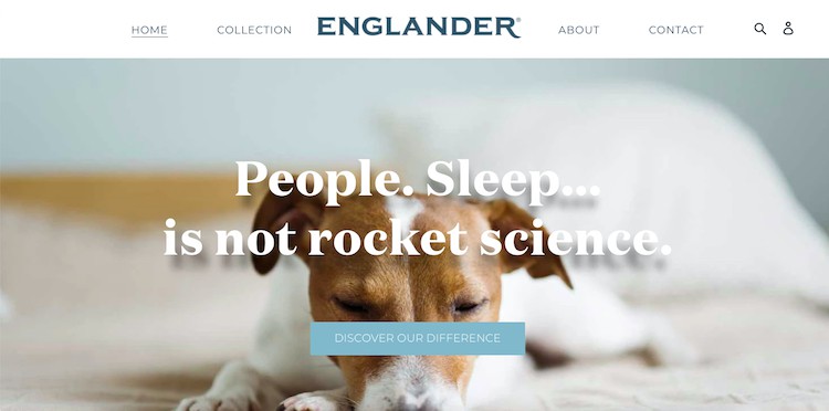 screengrab of Englander mattress homepage 