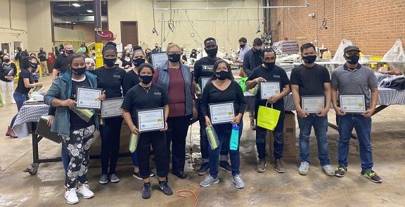 2020 English As a Second Language graduating class at Culp’s cut and sew facility in High Point, NC.