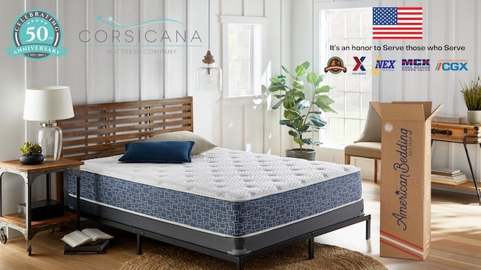 A wide range of Corsicana mattresses, including this American Bedding model, now are available for sale in U.S. military exchanges