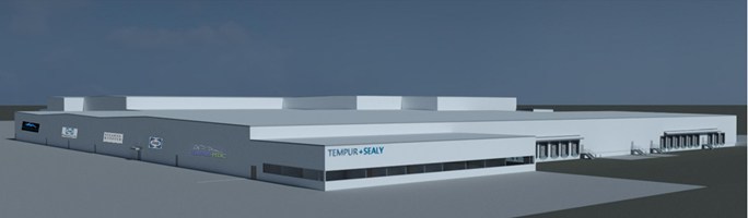 Rendered Image of New Tempur Sealy Foam-Pouring Plant in Indiana.