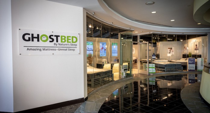 GhostBed’s showroom at the World Market Center in Las Vegas is designed to service brick-and-mortar retailers that carry the company’s wholesale bedding line — and to entice new retail partners.
