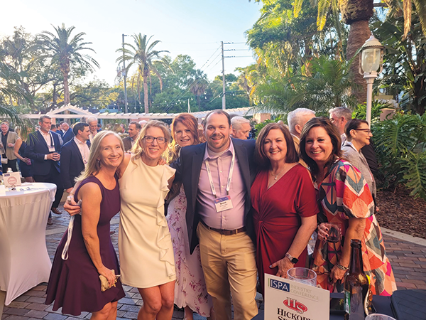 From left: ISPA’s Kerri Bellias and Mary Helen Rogers, Corsicana’s Geri Frank, A Lava’s Brent Limer, Wright Creative Branding & Labels’ Kim Cobb and Tietex’s Sally Carroll