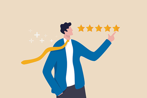 Man pointing to stars for effective leadership indicators