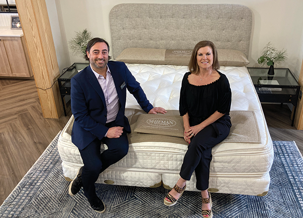 Bill Hammer, president of Shifman Mattress Co., and Alison Minella, marketing director, showcased the Inspired collection at the company’s showroom in High Point.