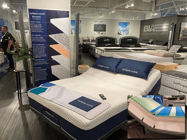 Bedding Industries of America debuted its Eclipse Curve series, designed specifically for adjustable bases. 