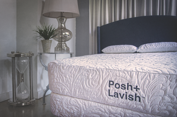 Posh Lavish Redefining Bedding. The Flux mattress is part of Posh + Lavish’s line of mattresses 
featuring latex and memory foam. With a Tencel-faced cover, 
and wool and cotton, it retails for $5,259 in queen size.