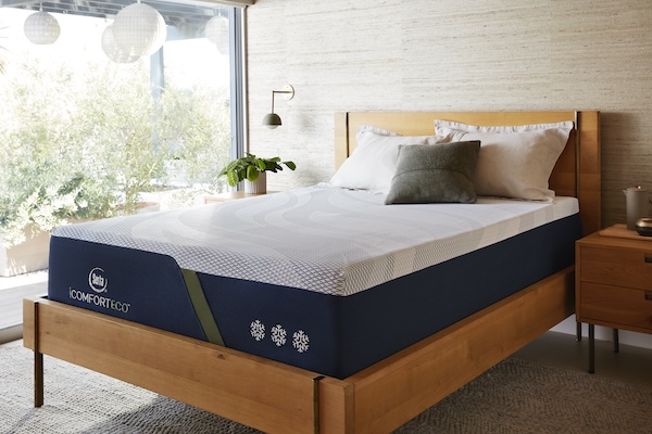Serta Sleep Innovations. Serta Simmons Bedding introduced the Serta iComfort Eco line at the winter Las Vegas Market. Each queen-size mattress includes recycled plastics equivalent to more than 120 recycled plastic water bottles. Its CoolTemp cover contains Repreve performance fiber, which is made from recycled plastic bottles.