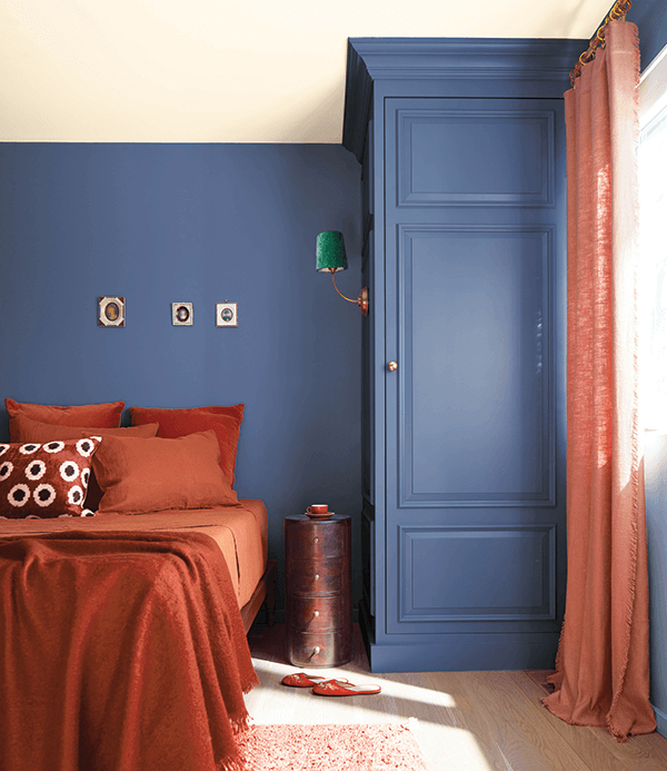Benjamin Moore’s Blue Nova 825 blends blue with violet to “break away from the ordinary,” the company says.