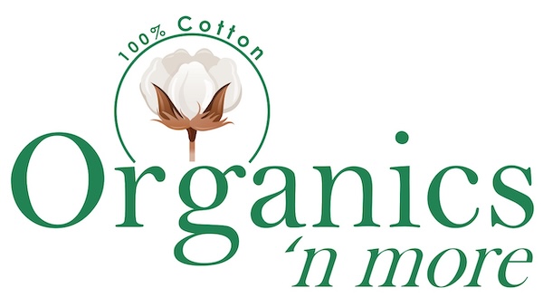 Organics and More fabric showcase. Organics and More logo