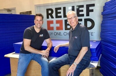 Relief Bed Celebrates a Decade. Scott Smalling, founder, with father Jay Smalling, who has volunteered tirelessly for the last 10 years. 