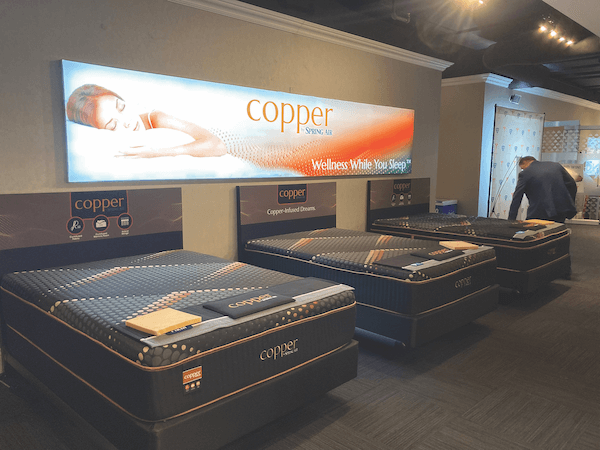 Las Vegas Mattress Trends. Spring Air International launched a Sleep Copper collection including three beds with NatuVerex cover fabric. 