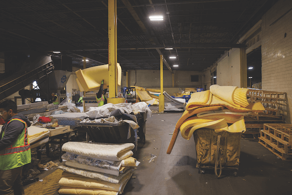 Similar materials are stacked at the Casella facility in Willimantic before moving to the next stage of the process.