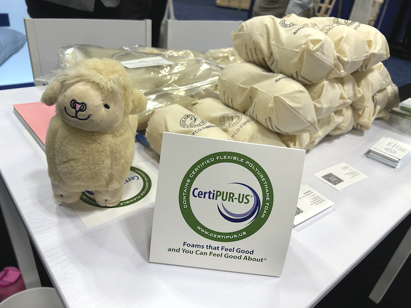 ISPA Innovation: Automation & Sustainability. The little sheep toys on the table at Jeffco Fibres were a fun find.
