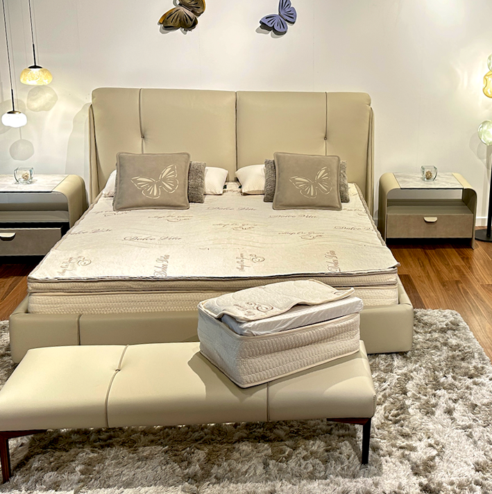 High Point Market 2024. Produced in Italy, the company’s high-end Dolce Vita mattress contains three layers of Talalay latex in different comforts, as well as layers of cotton, wool and coconut fiber shaped by its own technology. 