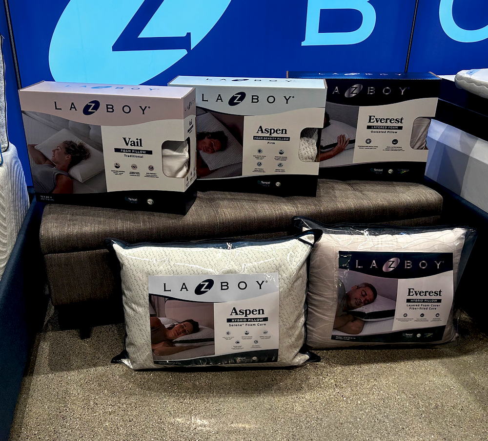 Carpenter Co. teamed up with La-Z-Boy for a collection 
of pillows and mattress toppers.

