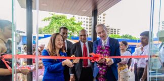 Englander Sri Lanka Licensee Opens Branded Boutique U.S. Ambassador to Sri Lanka Julie Chung and Englander President and CEO Lou Paige cut the ribbon on the new Richard Pieris & Co. showroom in Colombo, Sri Lanka.