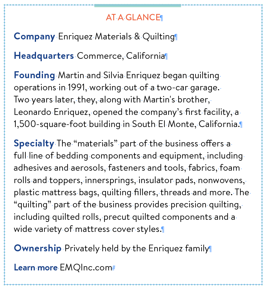 Enriquez Materials & Quilting at a glance.