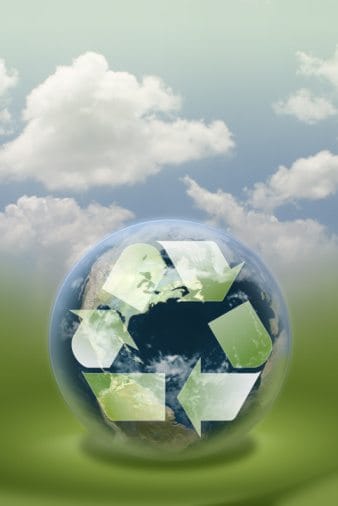 Recycle symbol and planet Earth