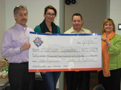 Check presentation Restonic's Doug Krinsky presents a check for $47,465 to representatives of Autism Speaks Ohio chapter.  