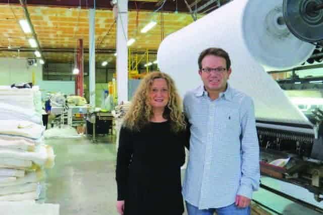 Steven and Ilit at Supreme Quilting plant