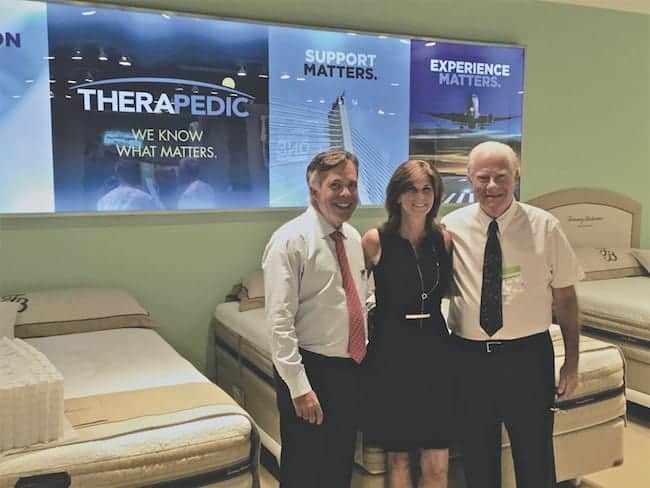 Therapedic International principals include Gerry Borreggine (left), president and chief executive officer; Susan Mathes, vice president of brand relations; and Norman Rosenblatt, super-majority owner of the licensing group and owner of Therapedic New England.