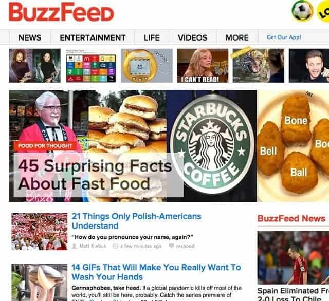 BuzzFeed homepage