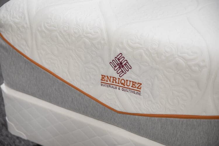 Sewn mattress cover sample from Enriquez Materials & Quilting Inc.