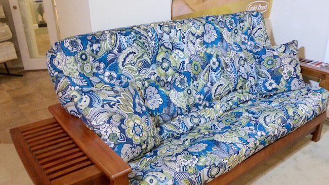 Gold Bond futon with brocade upholstery