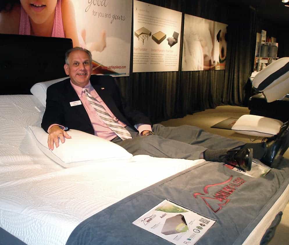 Gordon Hecht tests Ashley Sleep adjustable bed