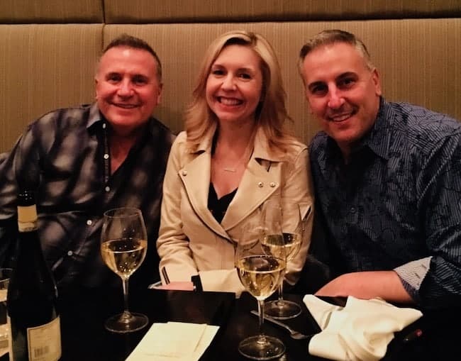 Jeff Spitz, vice president of Jomel Industries; Lila Walker, president of Jomel Seams Reasonable; and Phil Iuliano, Jomel Industries chief executive officer, enjoy a celebratory dinner in honor of Jomel’s successful 25 years.