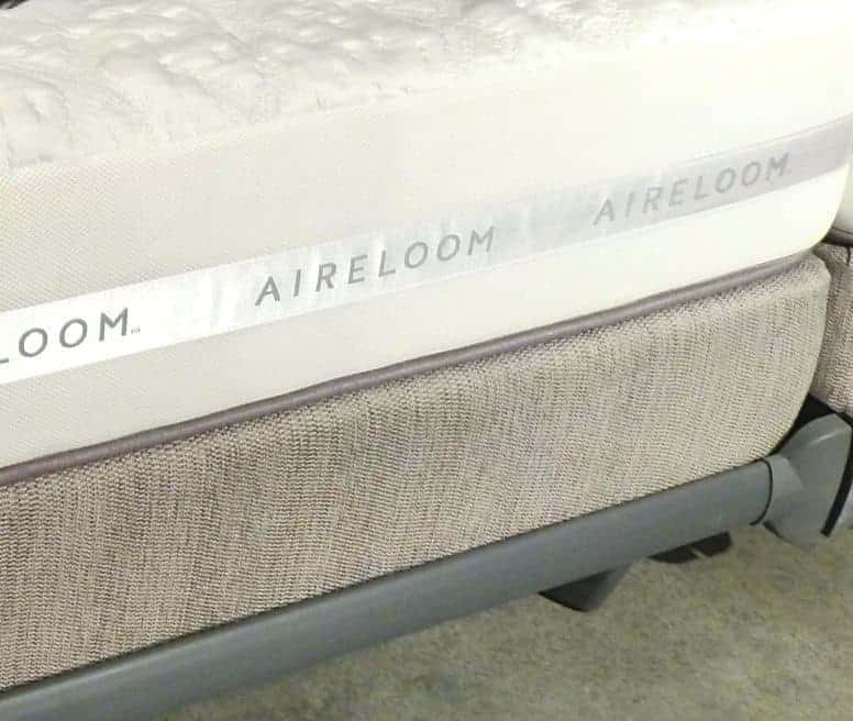 A smooth, satin ribbon on the border brands this high-end Aireloom bed from Rancho Cucamonga, California-based E.S. Kluft & Co.