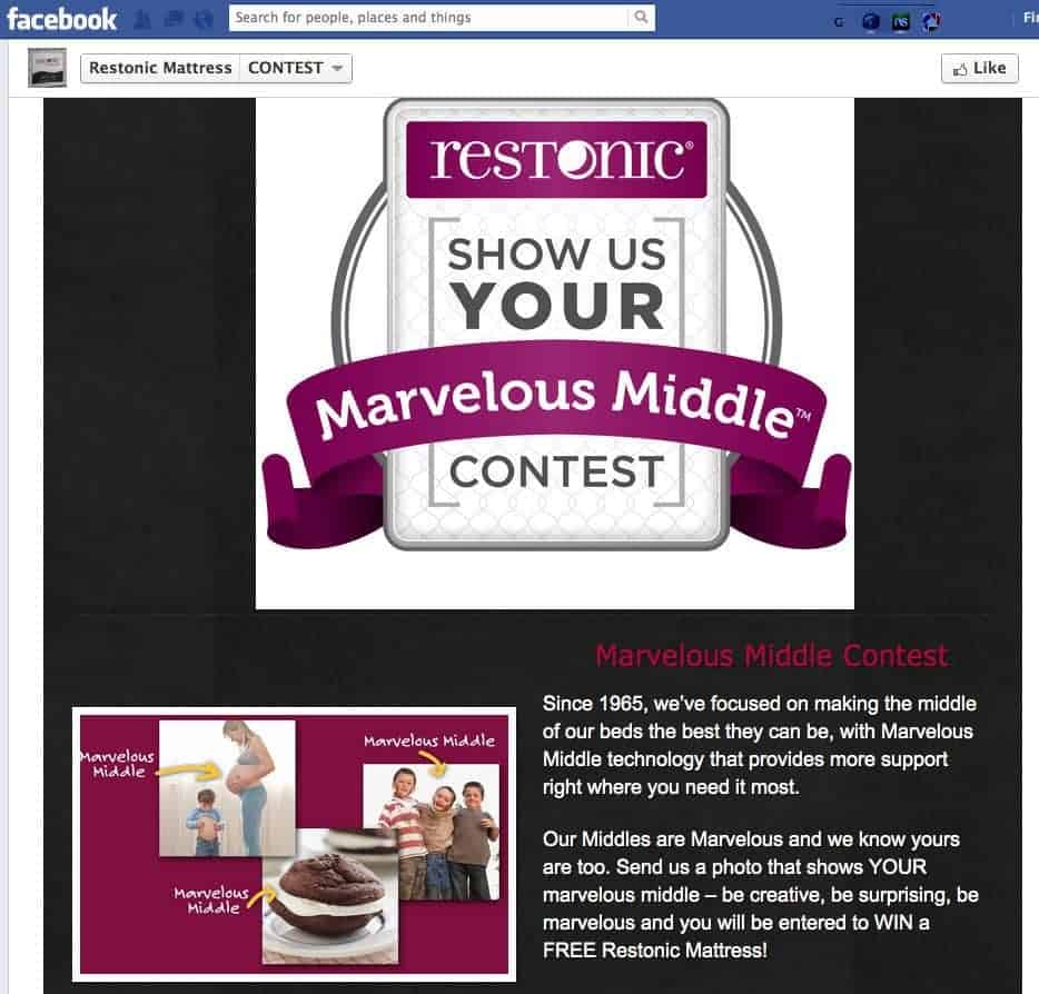 Restonic Marvelous Middle contest on Facebook 