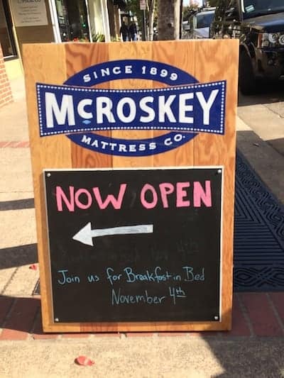 McRoskey pop-up store sign