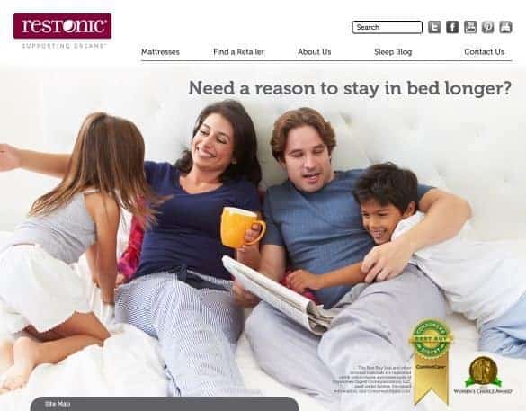 Restonic mattress New Website Screenshot