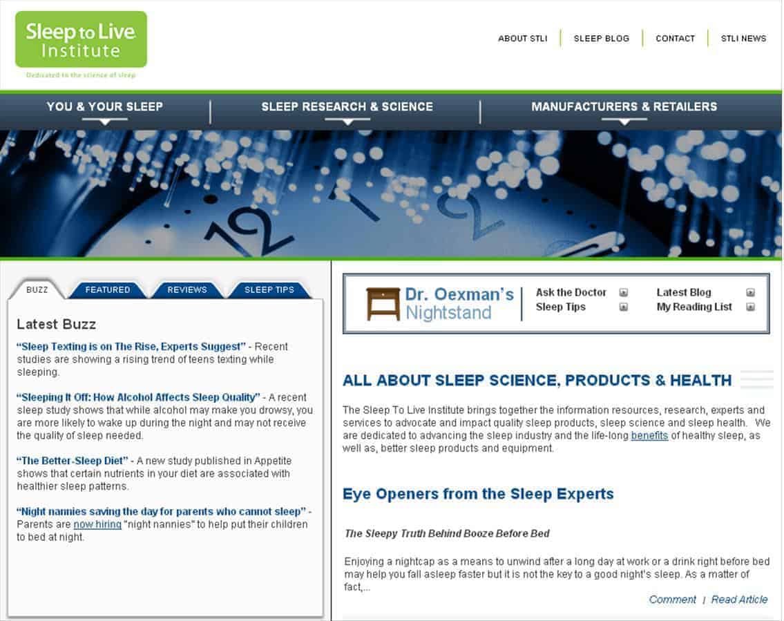 Kingsdown Sleep to Live Institute homepage