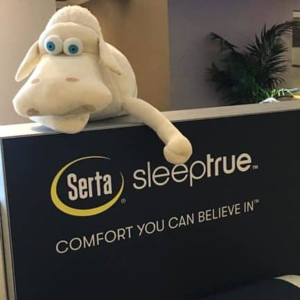 Serta Sleep True mattress sign with Counting Sheep
