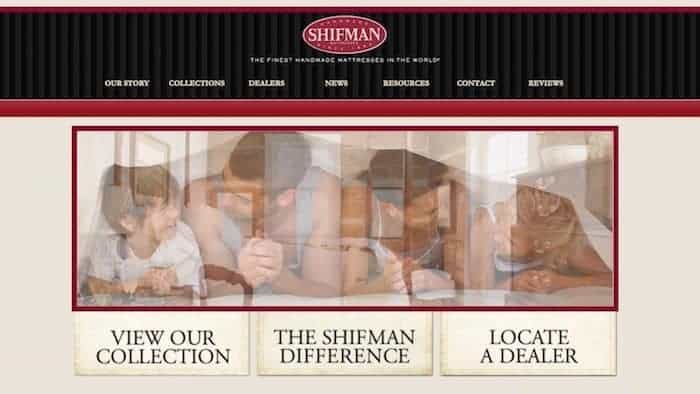 Shifman Mattress Co. new website homepage