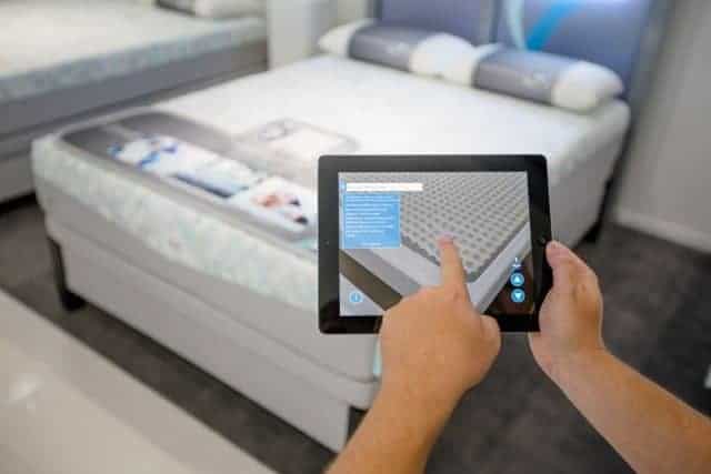 screenshot of Simmons SIMulator app for mattress shoppers