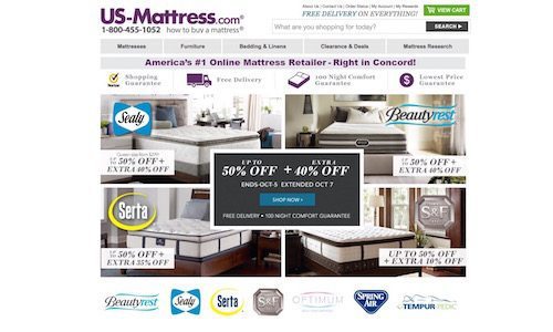 US-Mattress homepage
