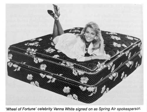 Vanna White poses on a Spring Air mattress in 1987