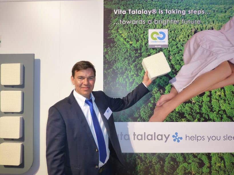 Cees Zielman of Vita Talalay with 100% natural Talalay latex product
