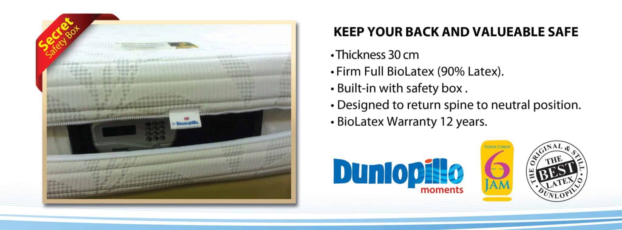 Dunlopillo latex mattress with safe