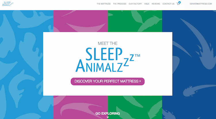 Sleep Animalzzz website homepage Denver Mattress Co